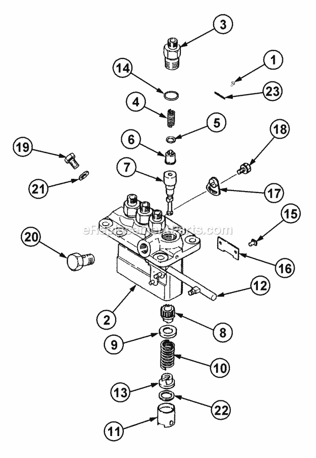 Injection Pump Diagram and Parts List for 54A-458D100, 590-603-100 Cub Cadet Lawn Tractor